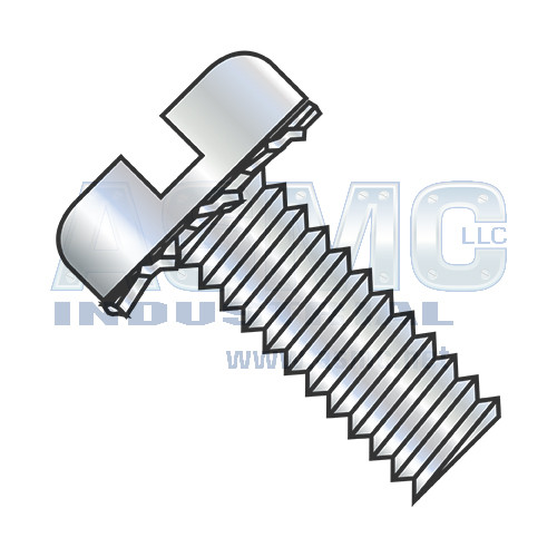 10-24X3/8 Slotted Pan External Sems Machine Screw Fully Threaded Zinc