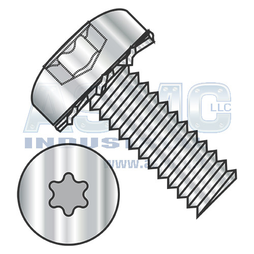 6-32X3/8 Six Lobe Pan External Tooth Sems Machine Screw Full Thread 18 8 Stainless Steel