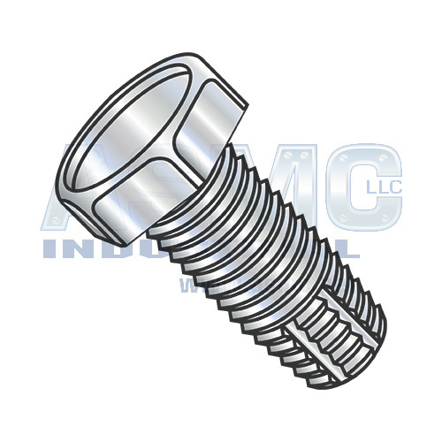 1/4-20X1 1/4 Unslotted Indented Hex Thread Cutting Screw Type F Fully Threaded Zinc