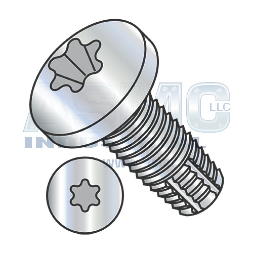 8-32X7/8 Six Lobe Pan Thread Cutting Screw Type F Fully Threaded Zinc And Bake