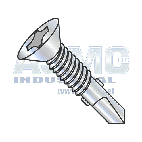 12-24X4 Phil Flat Self Drill Screw #4 Point w/Wings Full Thread Machine Sc Thrd ZincBake