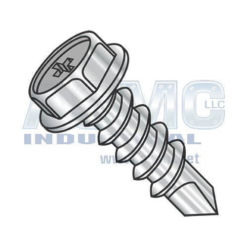 8-18X3/4 Phillips Hex Washer Full Thread Self Drilling Screw 18 8 Stainless Steel