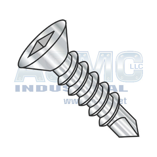 6-20X1/2 Square Drive Flat Head Fully Threaded Self Drilling Screw 18-8 Stainless Steel