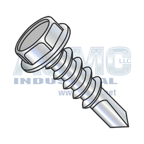 1/4-14X4 1/2 Unslotted Hexwasher Number 4 Point Self Drill Screw Full Thread Zinc and Bake
