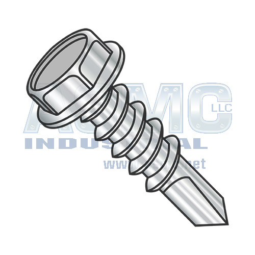 12-14X1 1/4 Unslotted Hex Washer With Number 4 Point Full Thread Self Drilling 410 Stainless