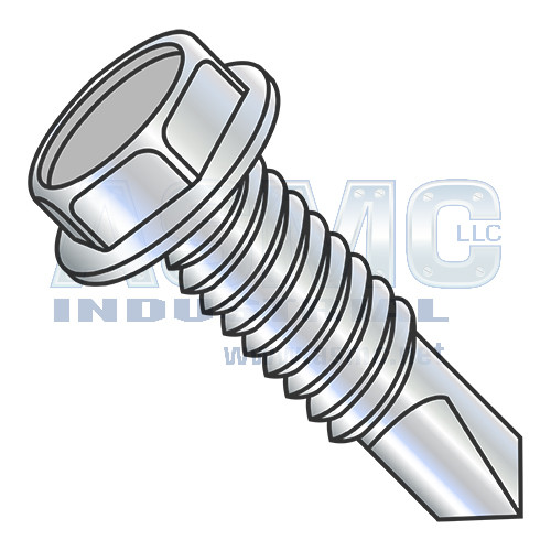 1/4-20X3 Unslotted Hexwasher Self Drilling Screw Full Thread Machine Screw Zinc and Bake