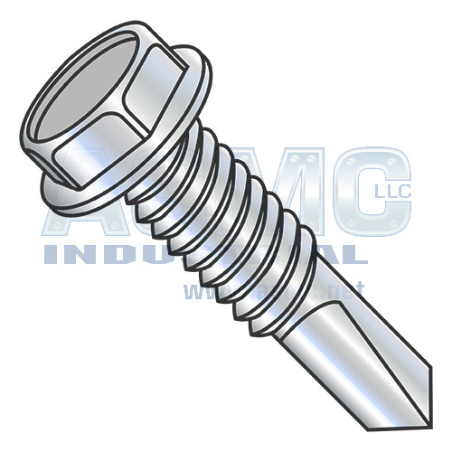 12-24X1 Unslotted Hex washer With number 4 Point F/T Self drilling Screw Zinc
