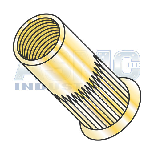 M6X1.0X5.70 Metric Thin Head Round Open-End Ribbed Rivet Nut Steel Zinc Yellow Zinc