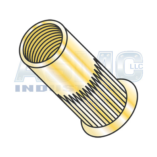 1/4-28-.260 Small Head Ribbed Rivet Nut Zinc Yellow Dichromate