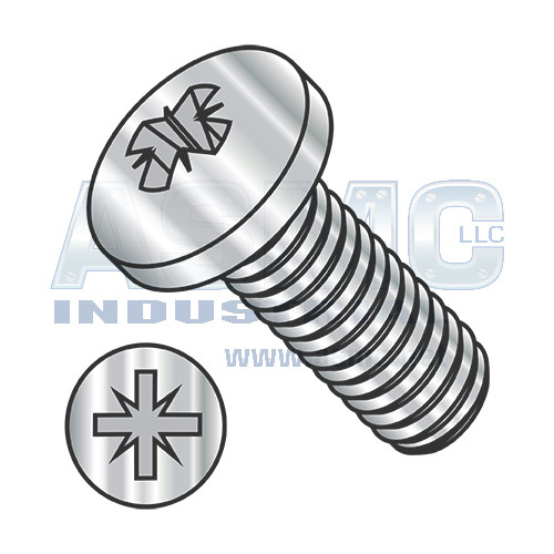 M2.5-0.45X12 Din 7985A Metric Pozi Type-Z Pan Machine Screw Full Thread 18 8 Stainless Steel