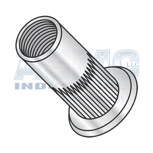 10-24-.225 Flat Head Ribbed Threaded Insert Rivet Nut Aluminum Cleaned and Polished