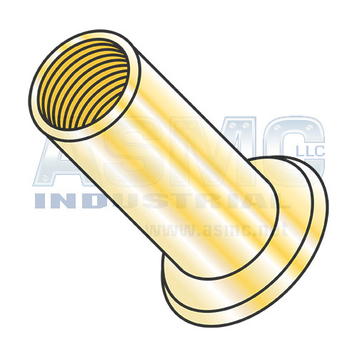 M6X1.0X3.50 Metric Flat Head Round Open-End Rivet Nut Steel Zinc Yellow Dichromate