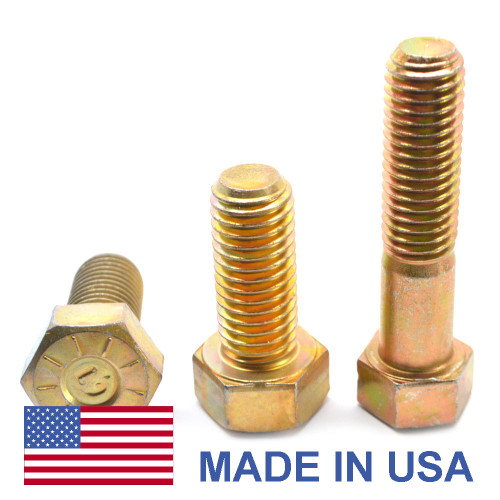 1/2"-13 x 3" (PT) Coarse Thread Grade 9 Hex Cap Screw (Bolt) L9 - USA Alloy Steel Yellow Zinc Plated