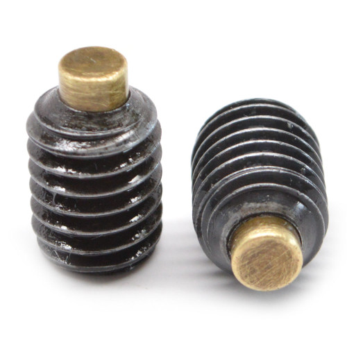 #8-32 x 1/4" Coarse Thread Socket Set Screw Brass Tip Alloy Steel Black Oxide