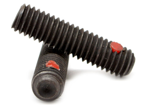 #10-32 x 3/8" Fine Thread Socket Set Screw Cup Point Nylon Pellet Alloy Steel Black Oxide
