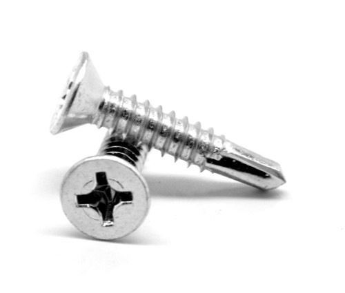 #8-18 x 1/2" (FT) BSD Thread Self Drilling Screw Phillips Flat Head #2 Point Low Carbon Steel Zinc Plated