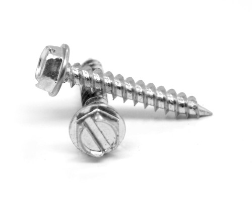 #8 x 1/2" Sheet Metal Screw RPS Self Piercing Sharp Point Slotted Hex Washer Head Low Carbon Steel Zinc Plated