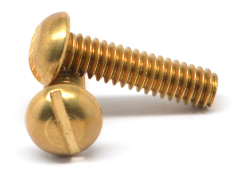 #12-24 x 1/2" Coarse Thread Machine Screw Slotted Round Head Brass
