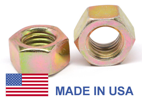 1/4"-28 Fine Thread Grade 9 Finished Hex Nut L9 - USA Alloy Steel Yellow Cad Plated / Wax