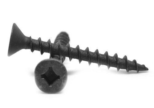 #9 x 1 3/4" Particle Board Screws Square Drive Flat Head Hardened Medium Carbon Steel Black Phosphate