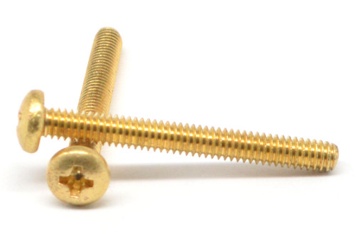#10-24 x 1 1/4" Coarse Thread Machine Screw Phillips Pan Head Brass