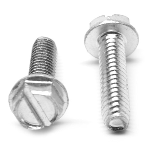1/4"-20 x 1/2" Coarse Thread Thread Rolling Screw Slotted Hex Washer Head Low Carbon Steel Zinc Plated