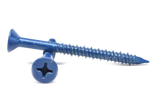 1/4" x 2 1/4" Concrete Screw Phillips Flat Head Low Carbon Steel Blue Polymer