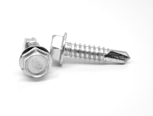 #12-14 x 4" Pro Self Drilling Screw Hex Washer Head #3 Point Low Carbon Steel Zinc Plated