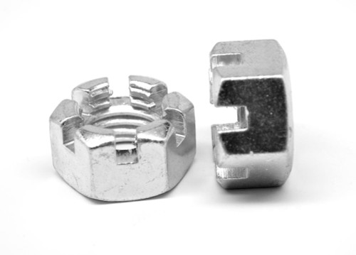 9/16"-18 Grade 2 Slotted Finished Hex Nut Low Carbon Steel Zinc Plated