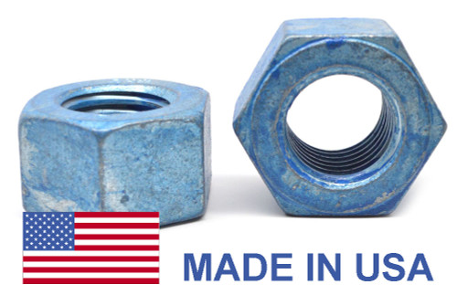 5/8"-11 Coarse Thread A194 Grade 2H Heavy Hex Nut - USA Medium Carbon Steel Hot Dip Galvanized / Wax/ Blue Dye