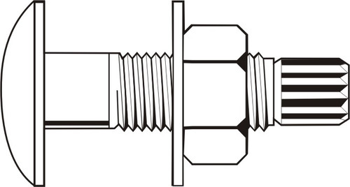 3/4"-10 x 1 3/4" Grade A490 / A563 DH / F436 Tension Control Bolt Assembly with Heavy Hex Nut and Structural Washer Plain Finish