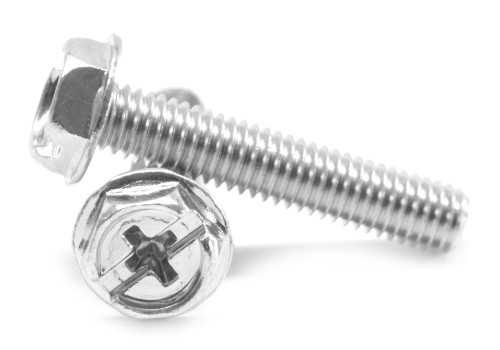 #10-32 x 1/2" (FT) Fine Thread Machine Screw Combo (Phillips/Slotted) Hex Washer Head Low Carbon Steel Zinc Plated