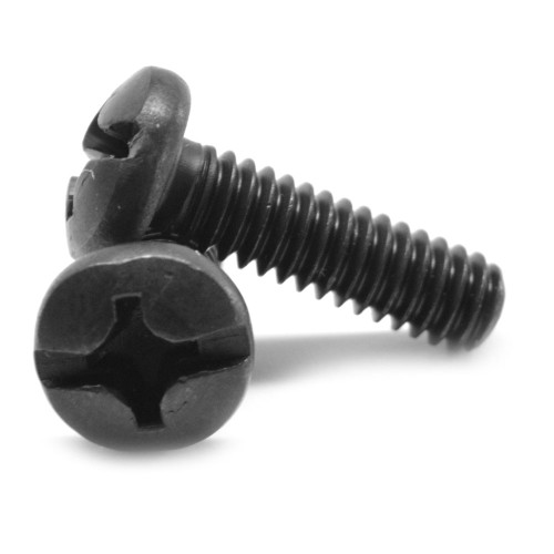 #8-32 x 1/2" (FT) Coarse Thread Machine Screw Combo (Phillips/Slotted) Pan Head Low Carbon Steel Black Oxide