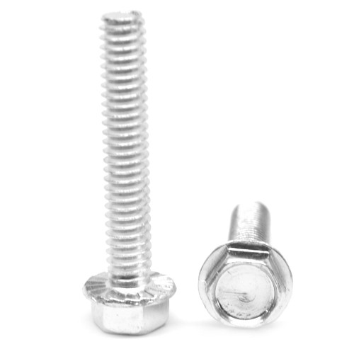 #10-24 x 5/8" (FT) Coarse Thread Machine Screw Hex Washer Head with Serration Low Carbon Steel Zinc Plated