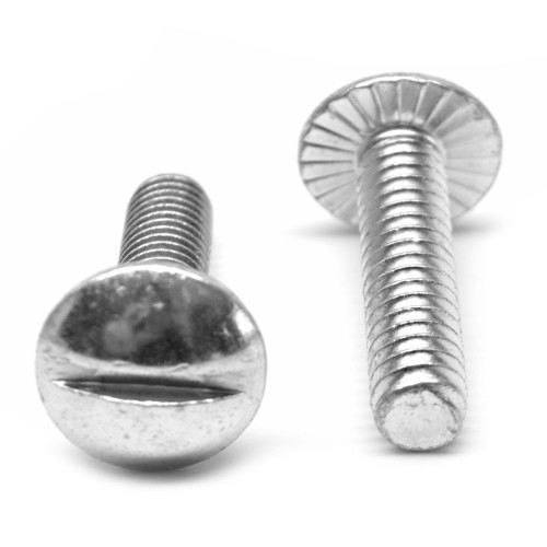 1/4-20 x 1/2 Coarse Thread Machine Screw Slotted Truss Head with Serration Low Carbon Steel Zinc Plated