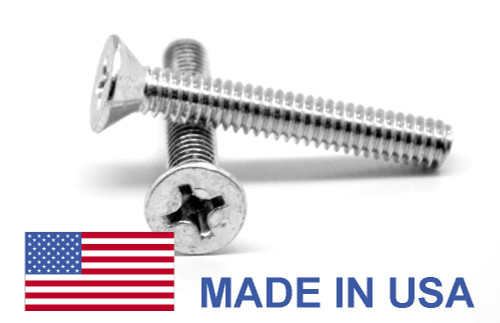 #0-80 x 1/8" (FT) Fine Thread MS24693 Machine Screw Phillips Flat Head 100 Degree - USA Low Carbon Steel Cadmium Plated