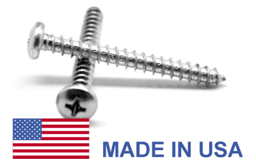 #10-16 x 1 1/4" MS51861 Sheet Metal Screw Phillips Pan Head Type AB - USA Low Carbon Steel Cadmium Plated