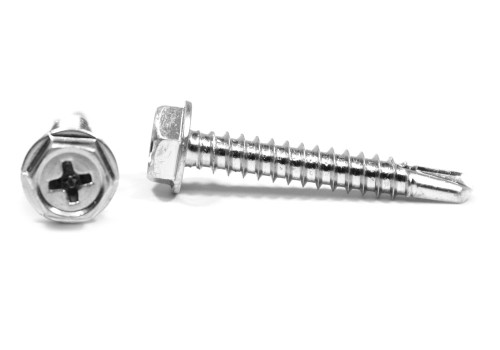 #8-18 x 1 1/2" (FT) Self Drilling Screw Phillips Hex Washer Head #2 Point Low Carbon Steel Zinc Plated
