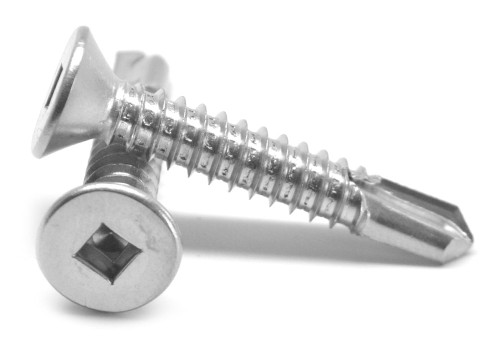 #12-14 x 1" (FT) Self Drilling Screw Square Drive Flat Head #3 Point Stainless Steel 18-8