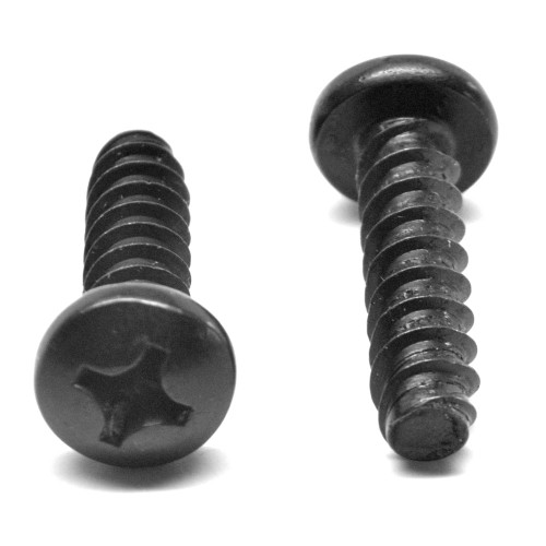 #4-24 x 3/8" (FT) Sheet Metal Screw Phillips Pan Head Type B Low Carbon Steel Black Zinc Plated