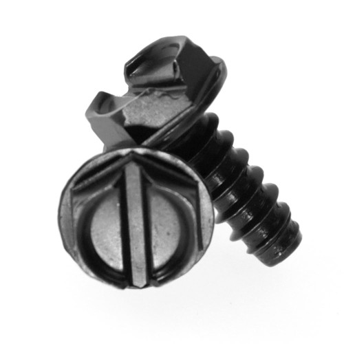 #10-16 x 3/4" (FT) Sheet Metal Screw Slotted Hex Washer Head Type B Low Carbon Steel Black Oxide