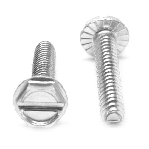 1/4-20 x 1 1/4 Coarse Thread Taptite®-Alternative Thread Rolling Screw Slotted Hex Washer Head with Serration Low Carbon Steel Zinc Plated/Wax
