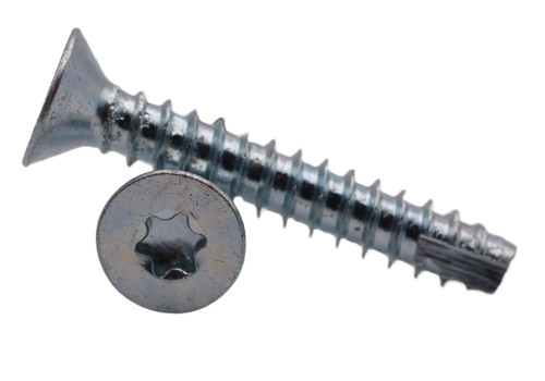 #10-32 x 3/4" (FT) Fine Thread Thread Cutting Screw 6 Lobe Flat Head Type 23 Low Carbon Steel Zinc Plated