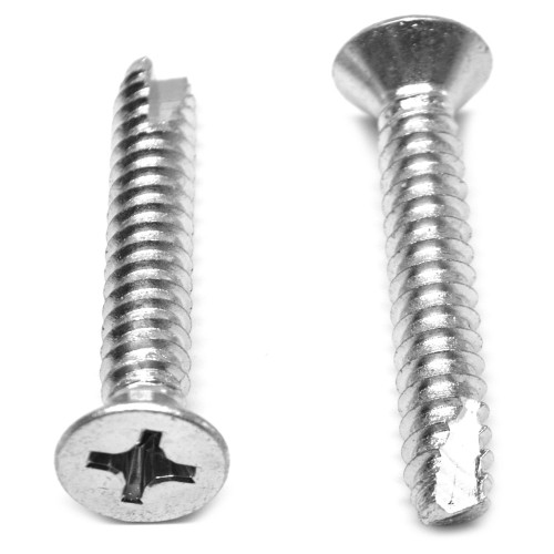 #4-24 x 1/2" (FT) Thread Cutting Screw Phillips Flat Head Type 25 Stainless Steel 18-8