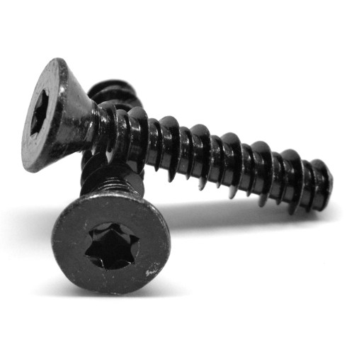 #4-24 x 3/4" (FT) Sheet Metal Screw Hi-Low 6 Lobe Flat Head Low Carbon Steel Black Oxide