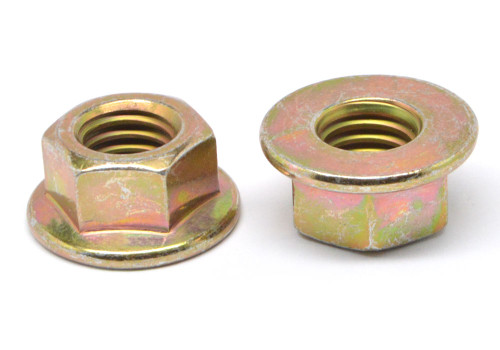 1/2-13 Coarse Thread Grade G Stover All Metal Flange Locknut Medium Carbon Steel Yellow Zinc Plated