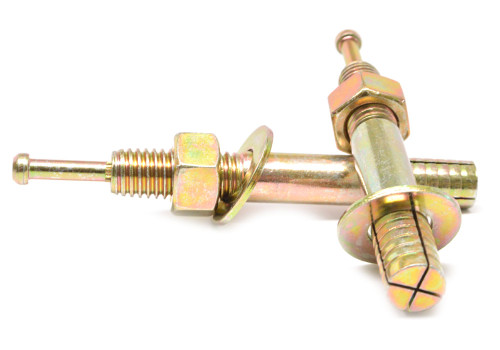 1/2"-13 x 4 3/4" Coarse Thread Expansion Pin Strike Anchor Low Carbon Steel Yellow Zinc Plated