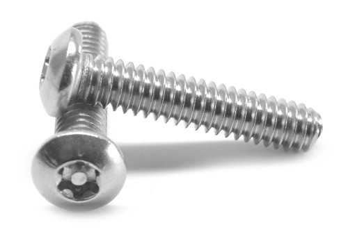 #6-32 x 1/2" (FT) Coarse Thread 6 Lobe Button Head Cap Screw Tamper Resistant Pin-In Stainless Steel 18-8