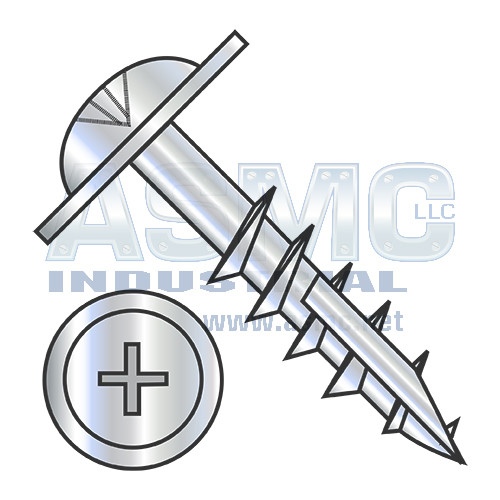 8-11X1 1/2 Phillips #10 Round Washer Hd Deep Thread Wood Screw Type17 2/3 Thread Zinc Bake