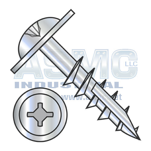 8-11X1 1/8 Phil Square #10 Round Washer Deep Thread Wood Screw Type 17 2/3 Thread Zinc Bake